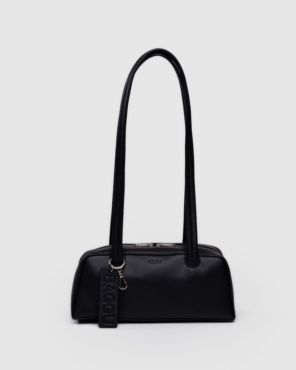 BAGGU Black Bags Small Recycled Leather Bowler Bag - Black