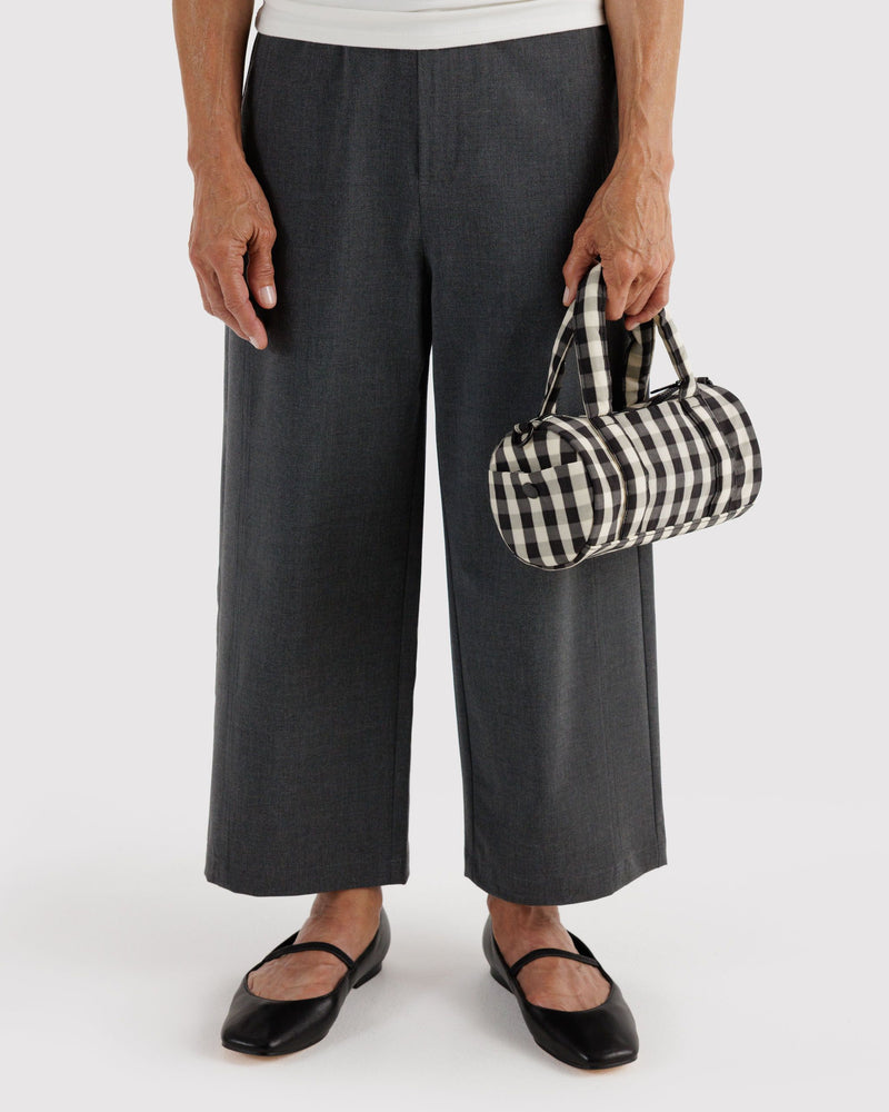 BAGGU  Small Nylon Duffle Bag - Black and Cream Gingham