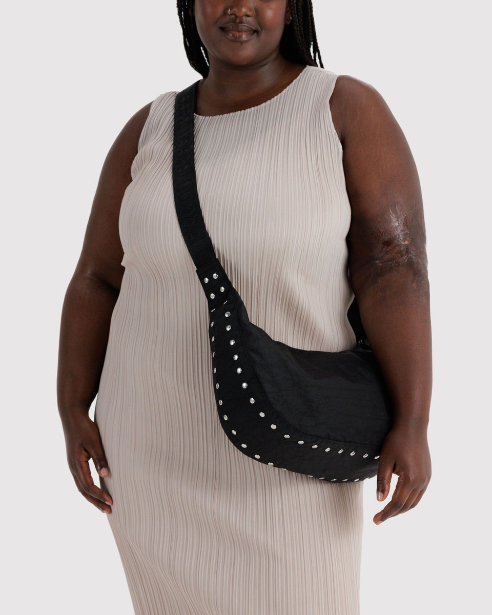BAGGU Medium Nylon Crescent Bag Medium Nylon Crescent Bag - Studs