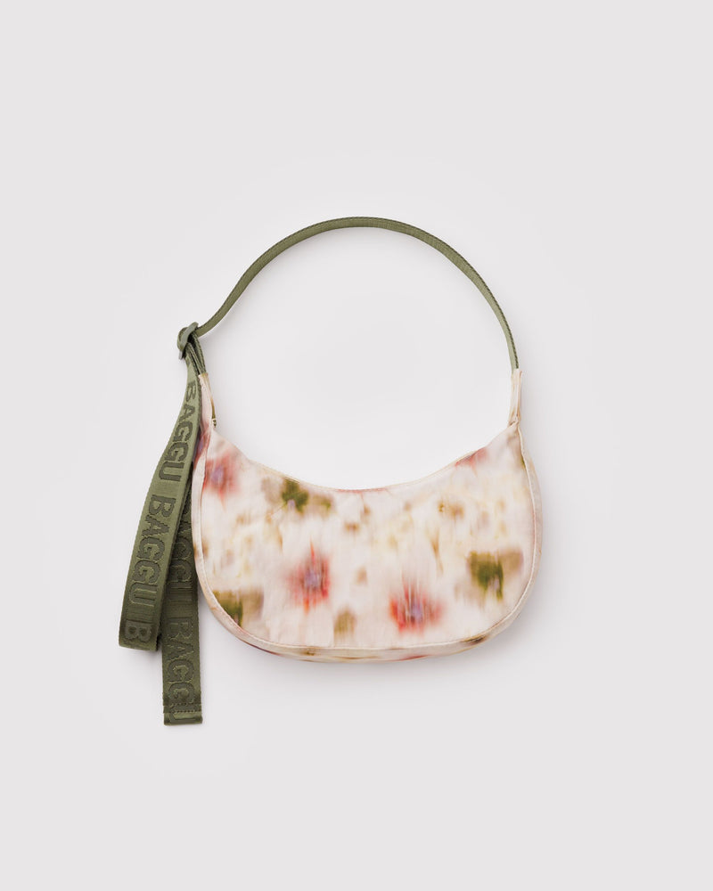 BAGGU  Small Nylon Crescent Bag - Abstract Floral