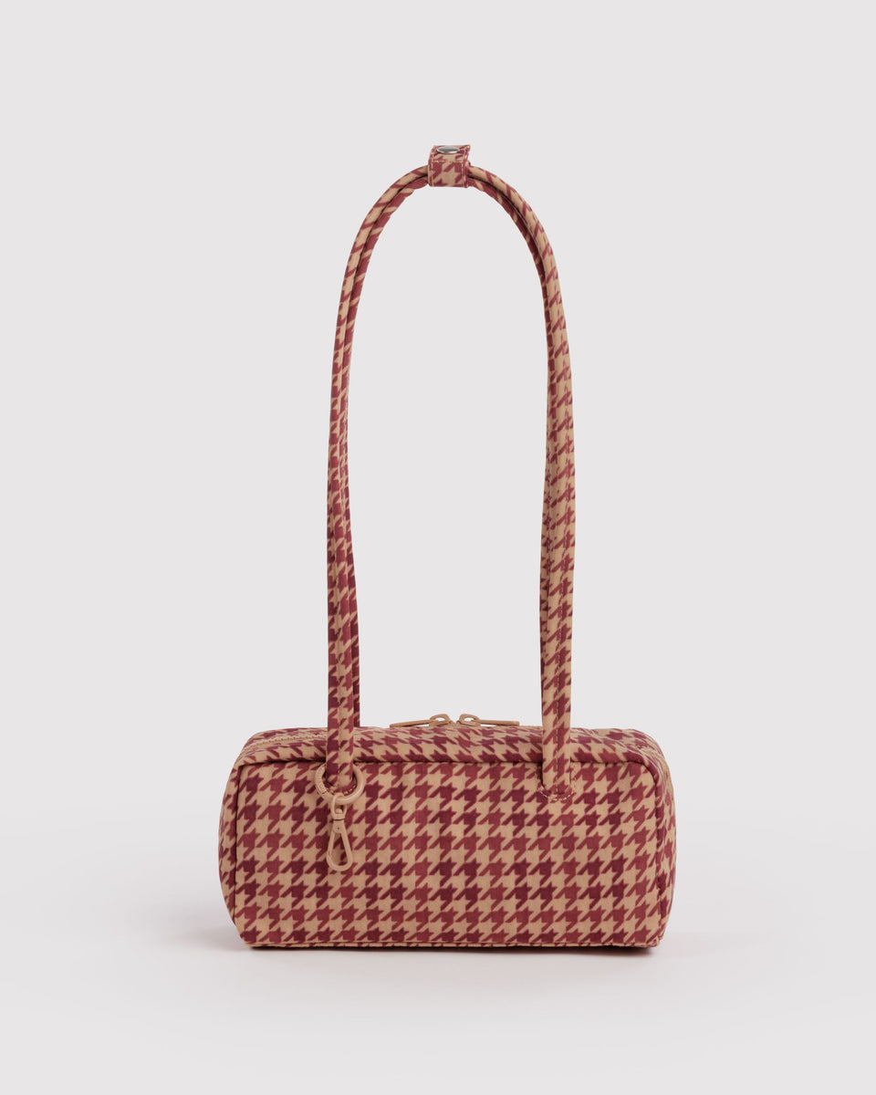 BAGGU New Arrivals Small Nylon Bowler Bag - Tan Houndstooth