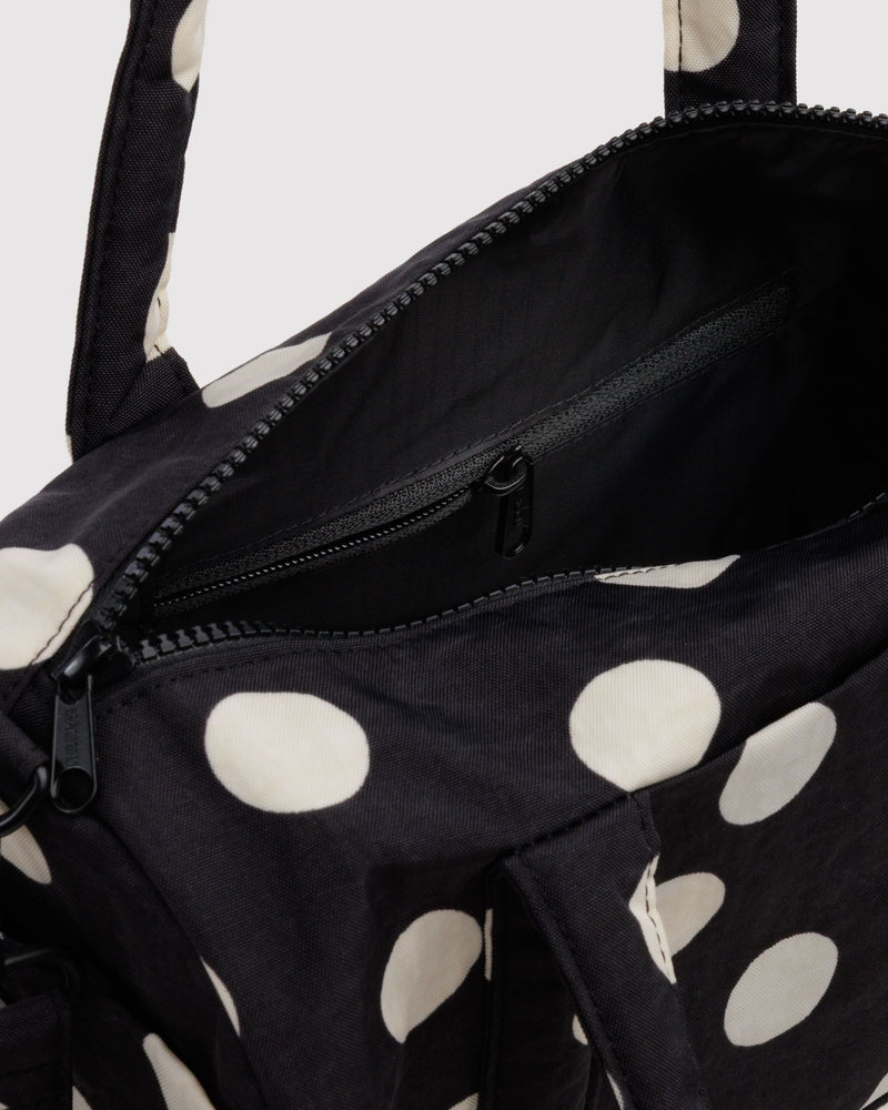 BAGGU Black Bags Nylon Duffle Bag - Black and Cream Polka Dot