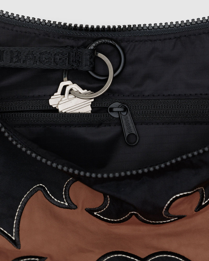 BAGGU  Medium Nylon Crescent Bag - Western Appliqué