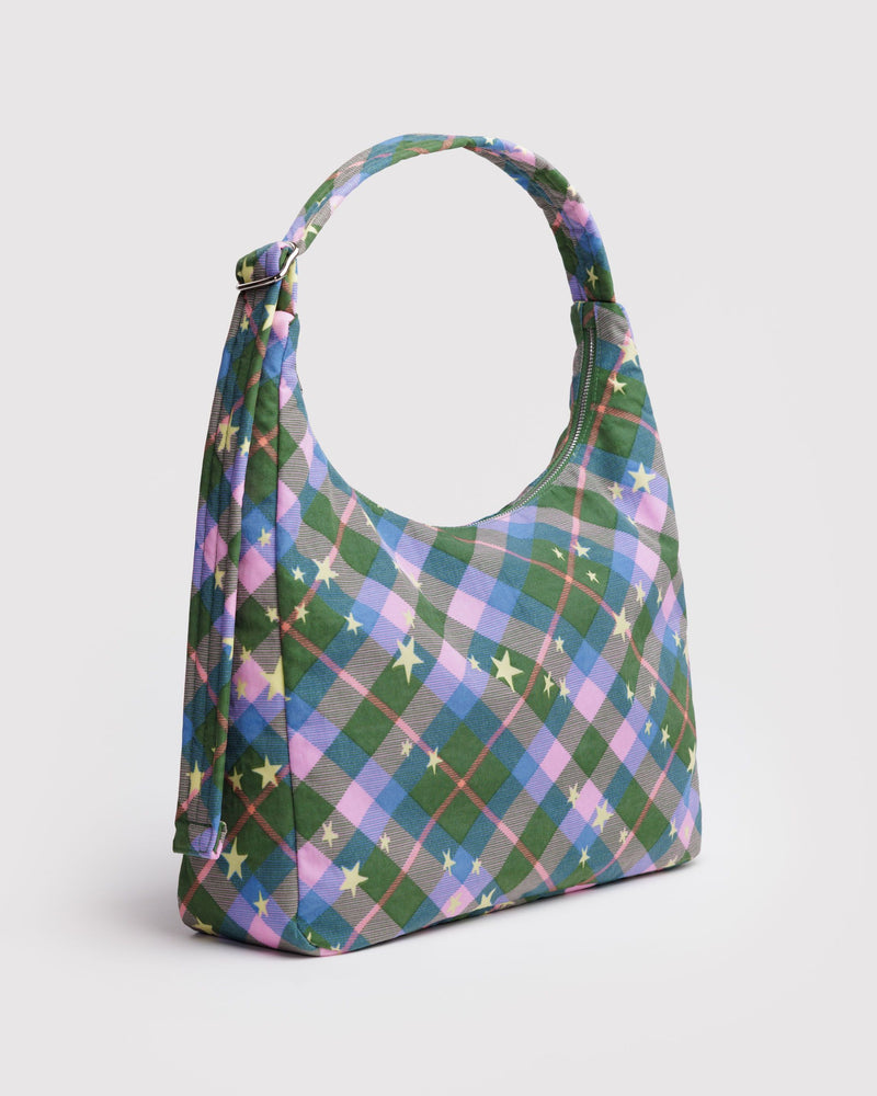 BAGGU New Arrivals Nylon Shoulder Bag - Green Star Plaid
