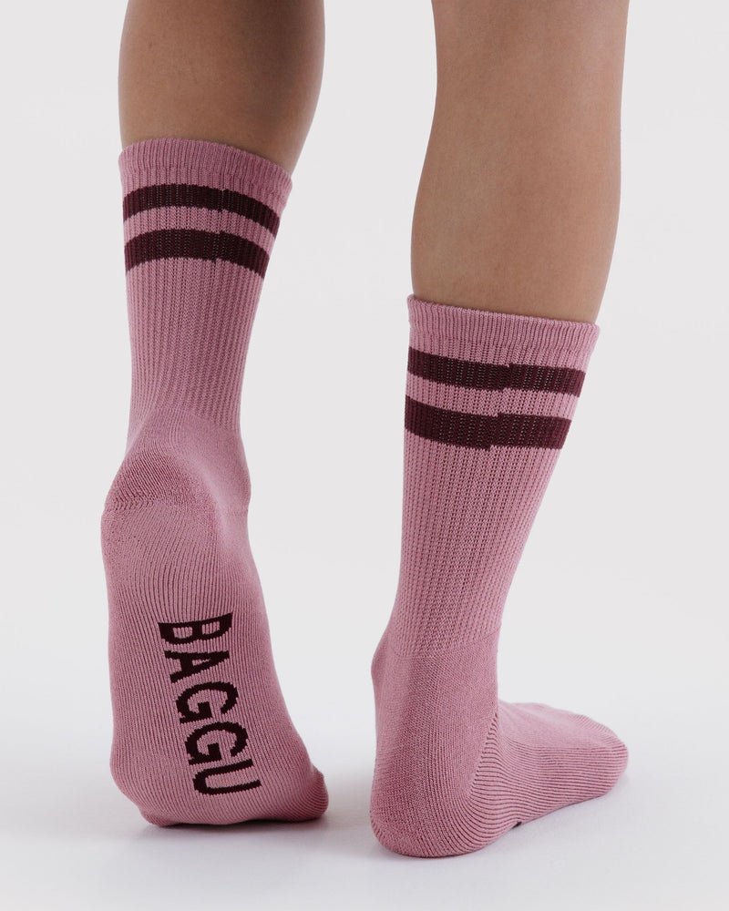 BAGGU  Ribbed Sock - Wild Plum Stripe