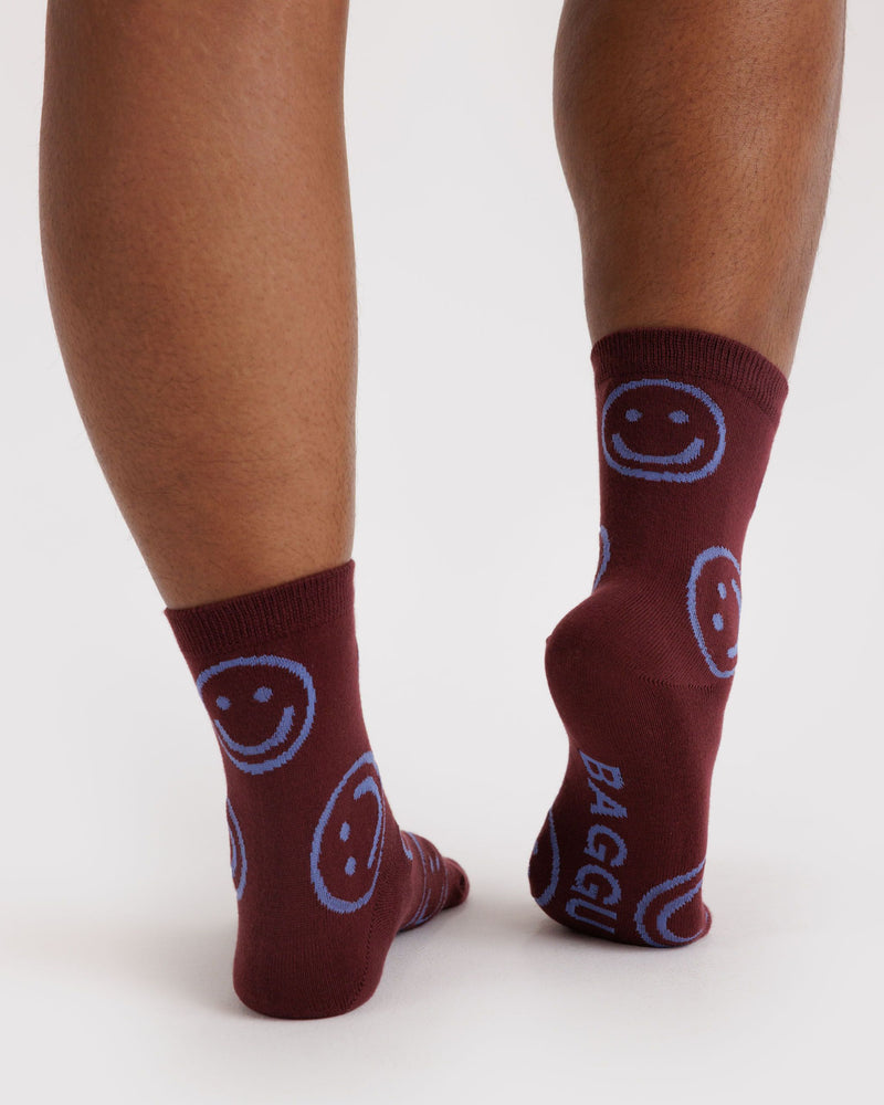 BAGGU New Arrivals Crew Sock - Mahogany Happy