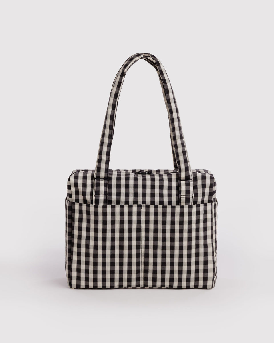BAGGU New Arrivals Small Cloud Carry-On - Black and Cream Gingham