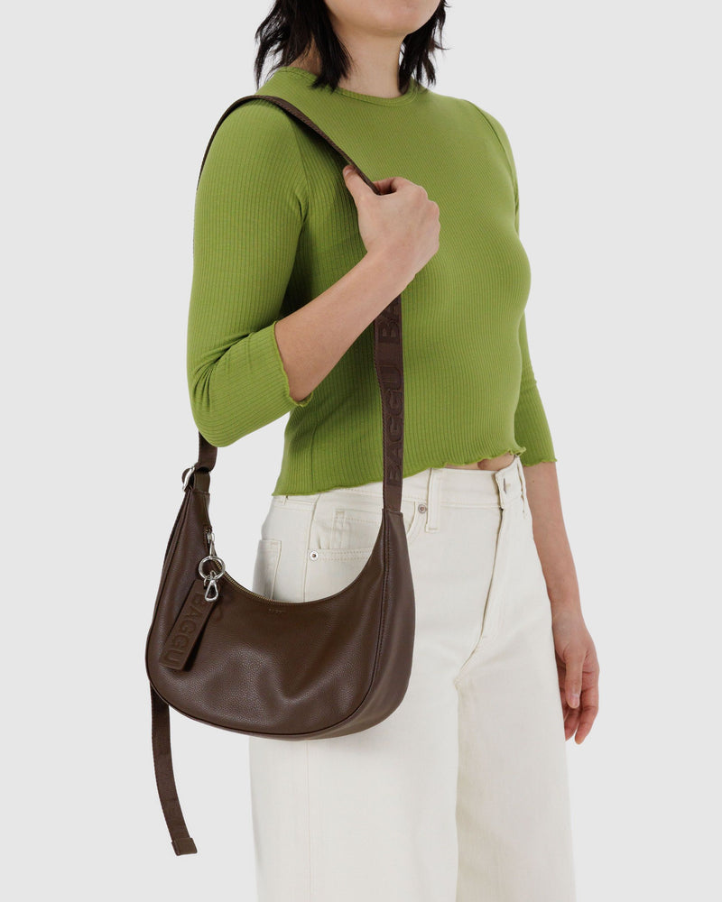 BAGGU PRODUCTS Small Recycled Leather Crescent Bag - Brown