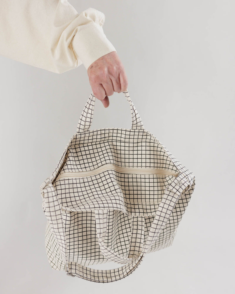 BAGGU  Horizontal Zip Duck Bag - Natural Grid
