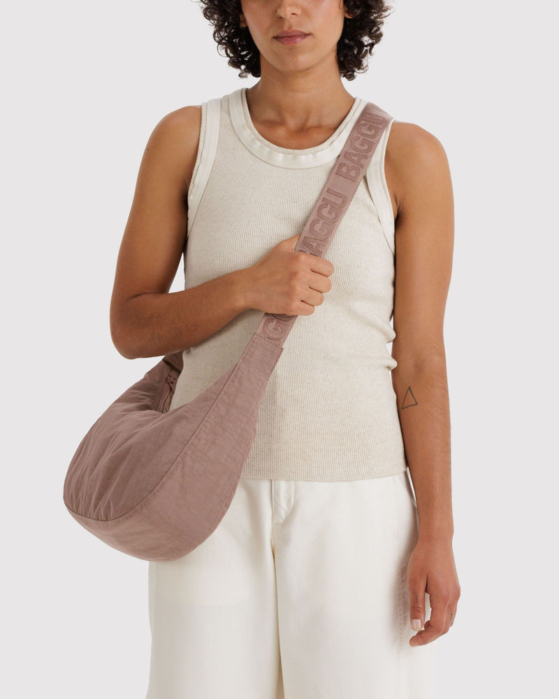 BAGGU New Arrivals Medium Nylon Crescent Bag - Toasted Almond