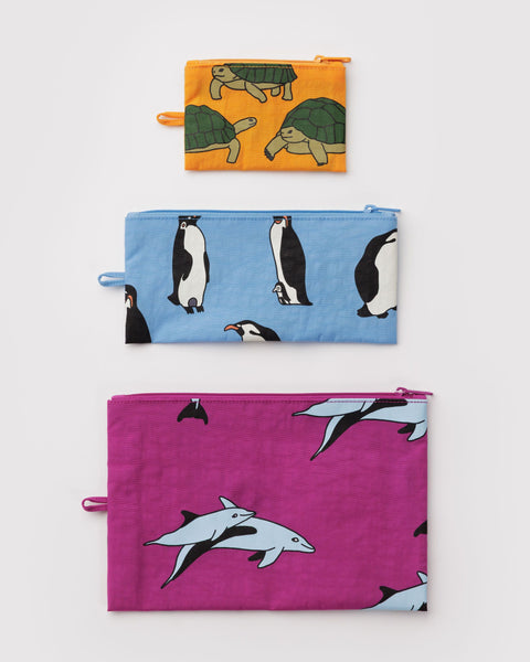 BAGGU Organization Flat Pouch Set - Vacation Animals