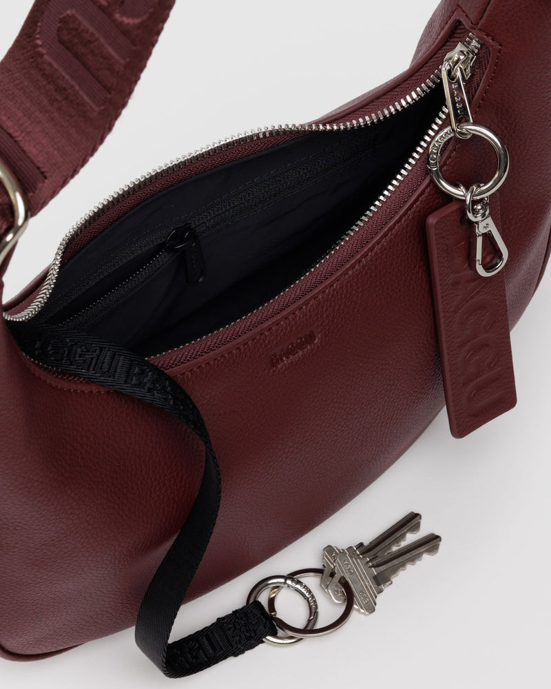 BAGGU  Small Recycled Leather Crescent Bag - Mahogany