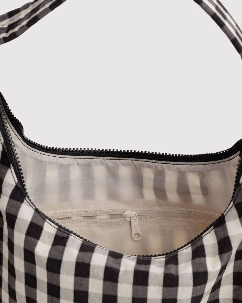 BAGGU  Nylon Shoulder Bag - Black and Cream Gingham