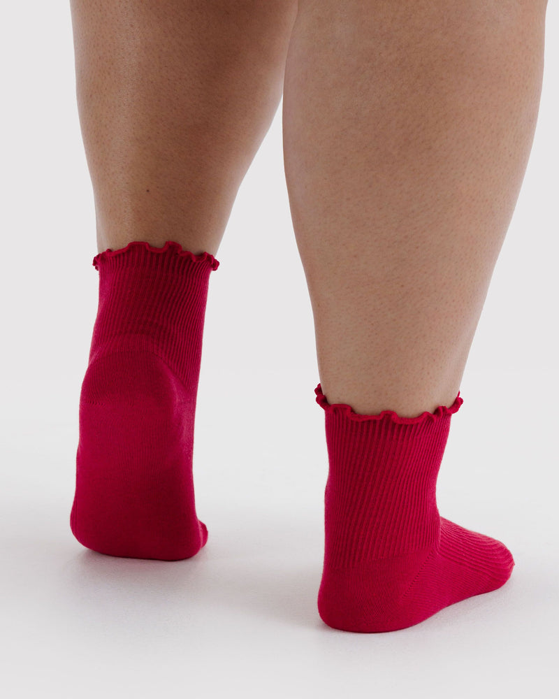 BAGGU  Lettuce Edge Sock Set of 2 - Wild Plum & Cherry