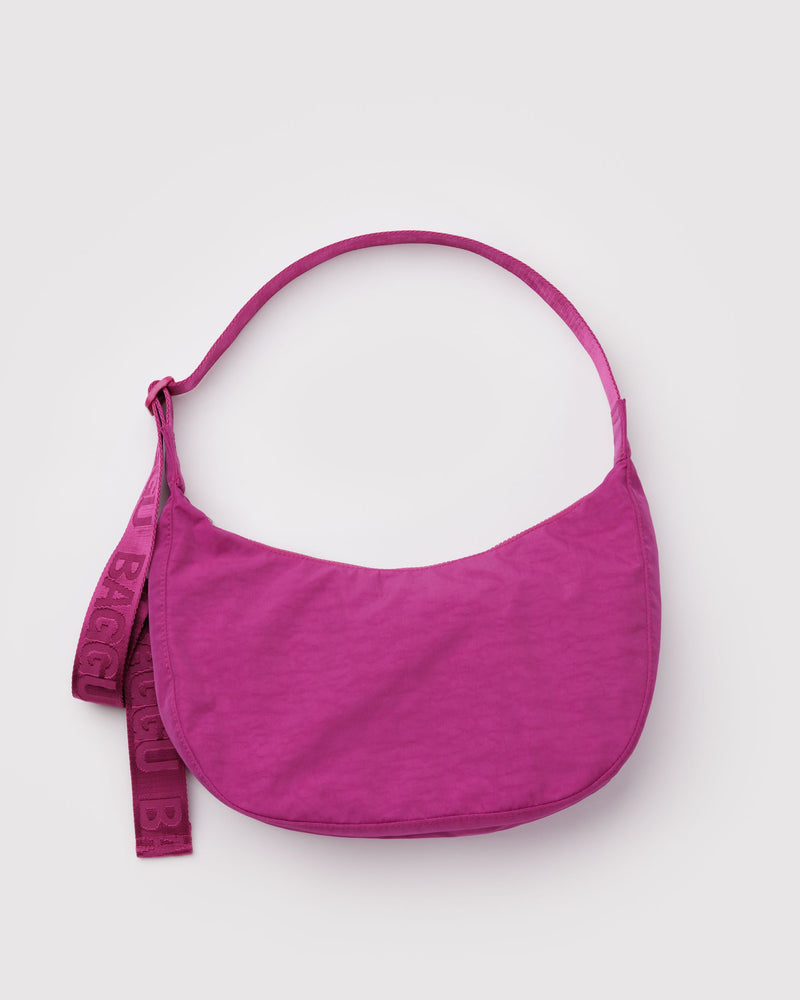 BAGGU  Medium Nylon Crescent Bag - Deep Fuchsia
