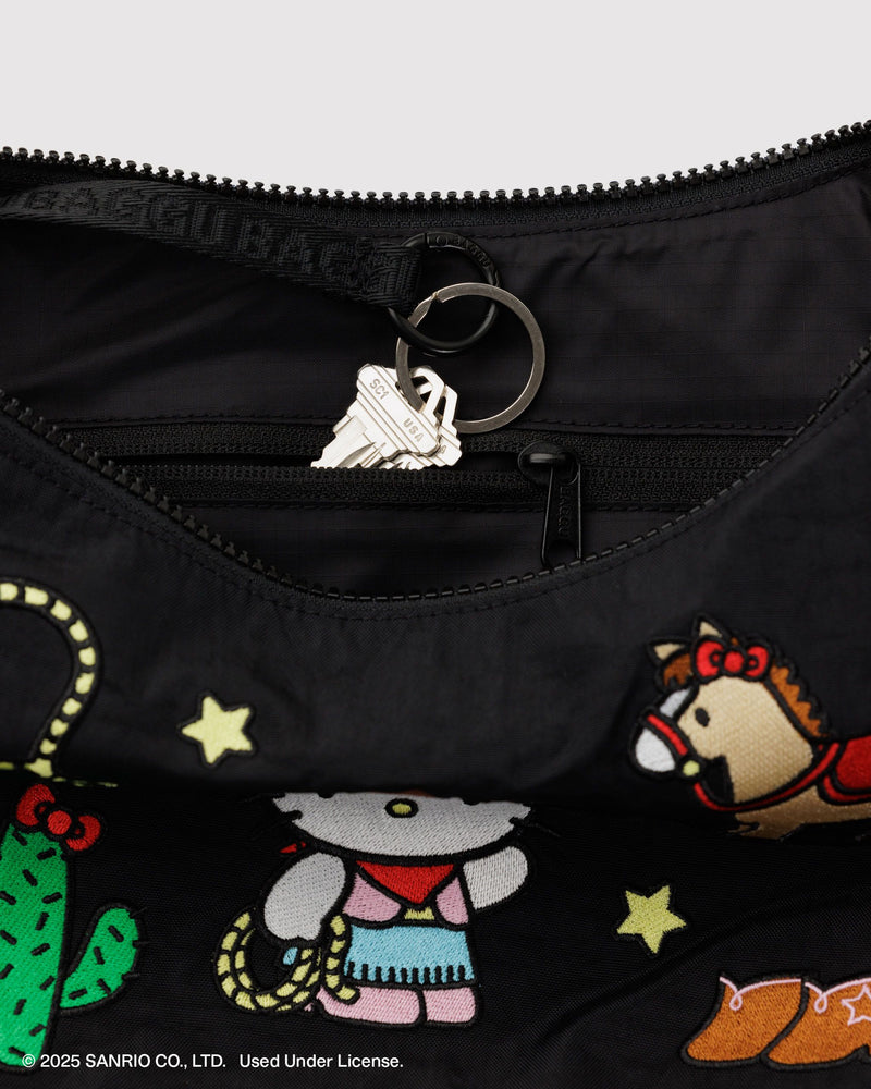 BAGGU.com Crossbody Bags Medium Nylon Crescent Bag - Embroidered Hello Kitty Western
