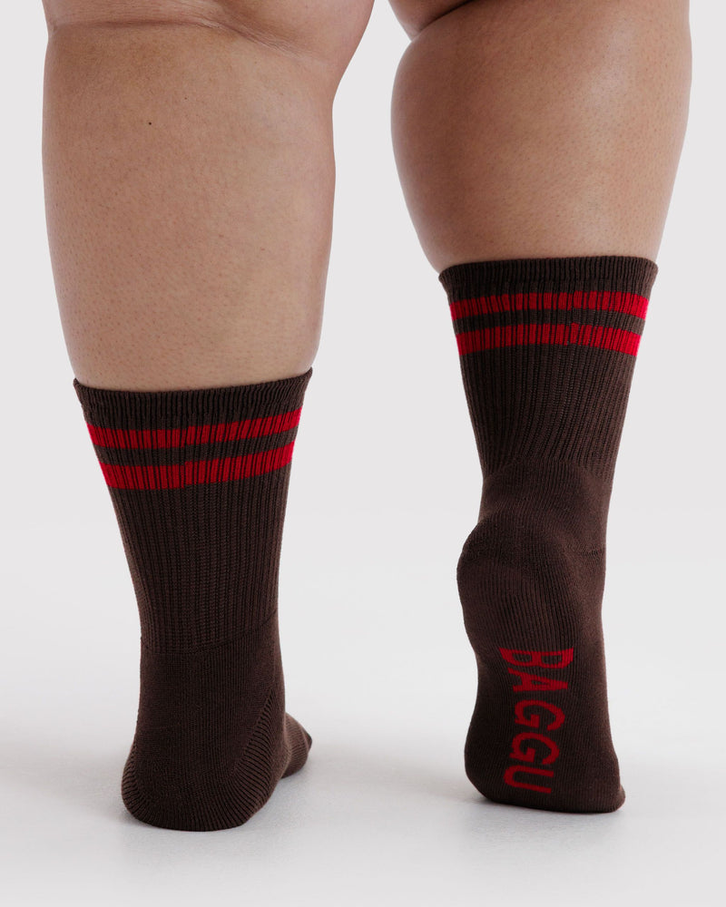 BAGGU  Ribbed Sock - Coffee Stripe