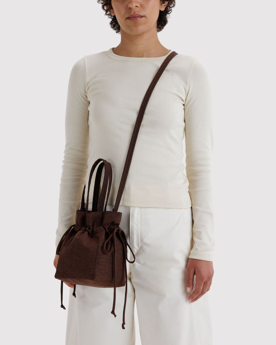 BAGGU New Arrivals Nylon Drawstring Bag - Coffee