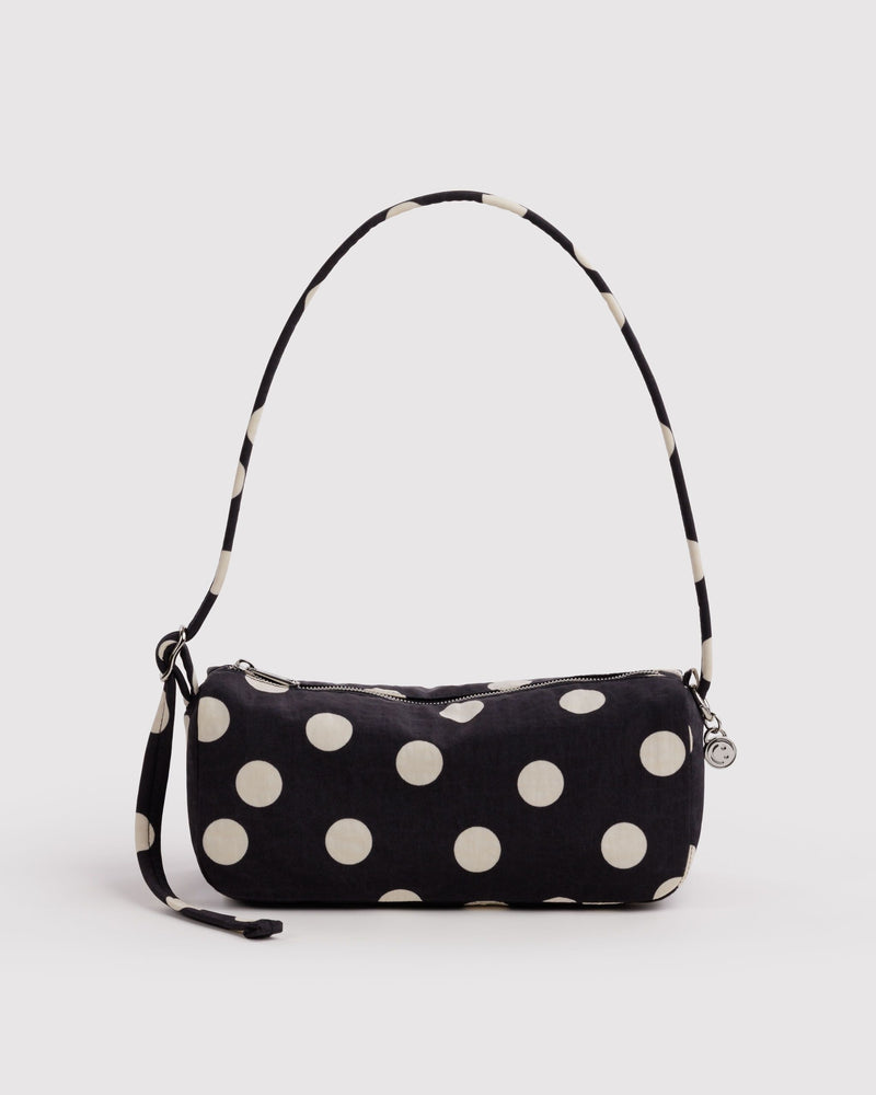 BAGGU  Nylon Loaf Bag - Black and Cream Polka Dot