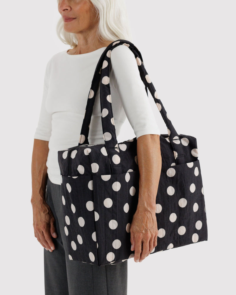 BAGGU  Small Cloud Carry-On - Black and Cream Polka Dot
