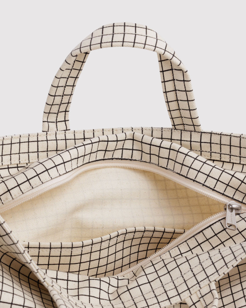 BAGGU  Horizontal Zip Duck Bag - Natural Grid
