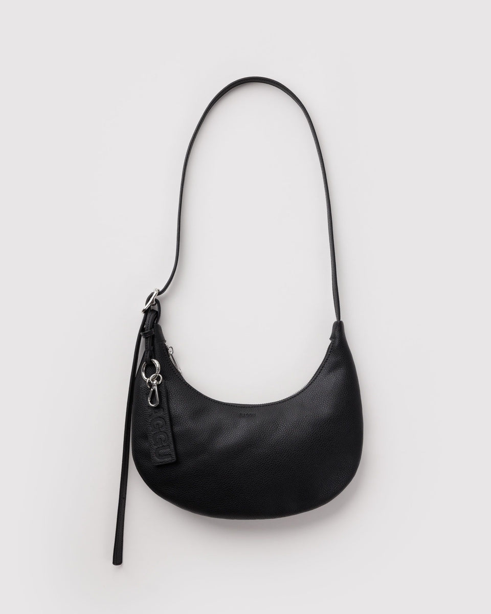 BAGGU New Arrivals Small Recycled Leather Flat Crescent - Black