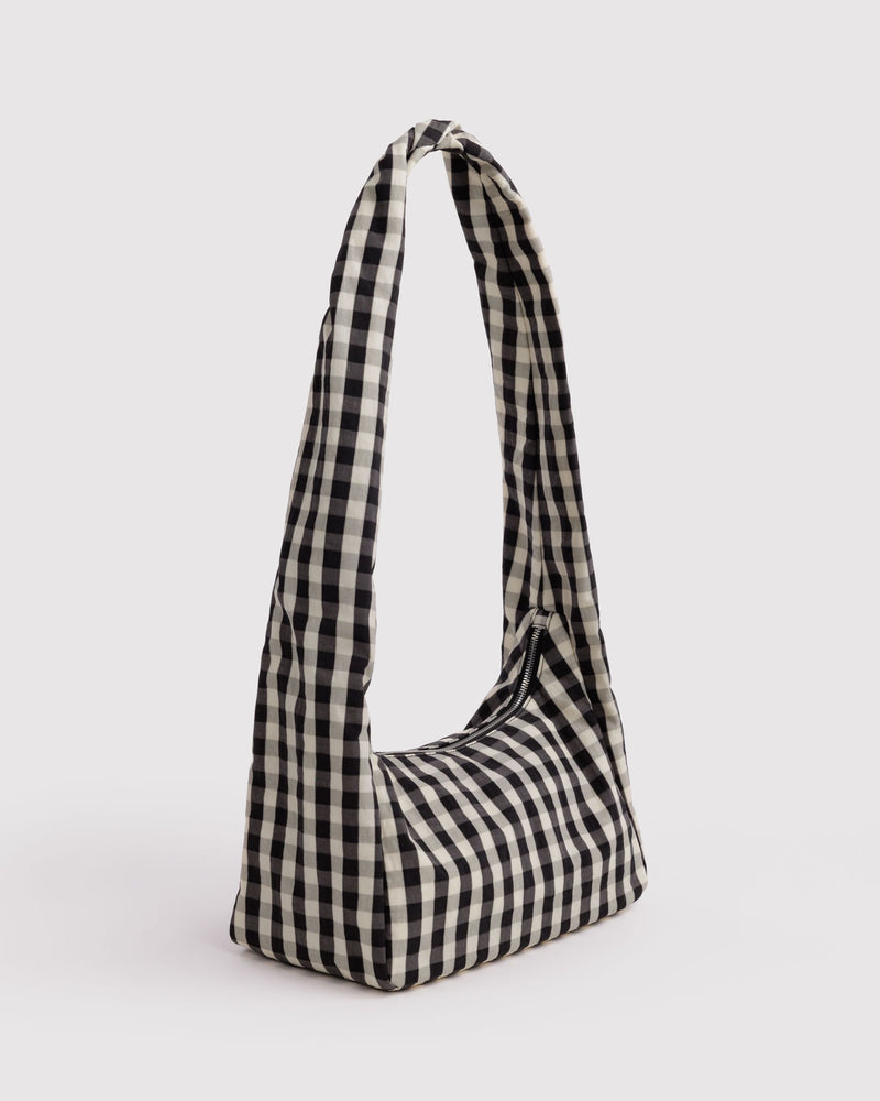BAGGU  Nylon Meringue Bag - Black and Cream Gingham
