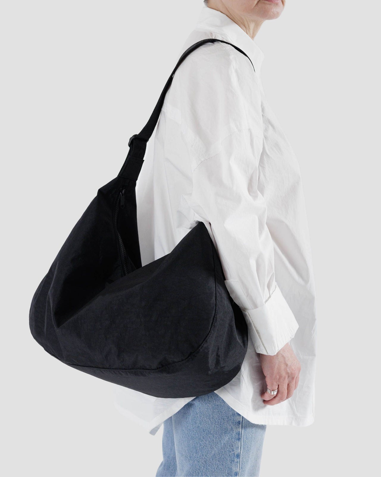 Large Nylon Crescent Bag - Black 37.5