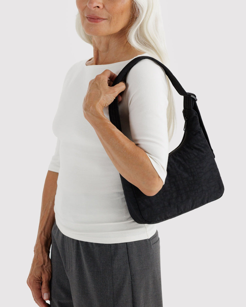 BAGGU Black Bags Mini Nylon Shoulder Bag - Black Key Leash