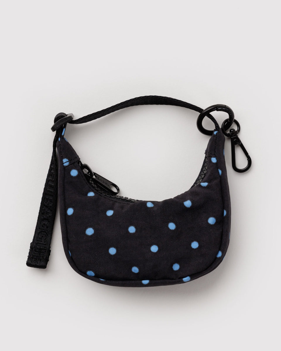 BAGGU BFCM 2024 Crescent Bag Charm - Black and Sky Blue Micro Dot