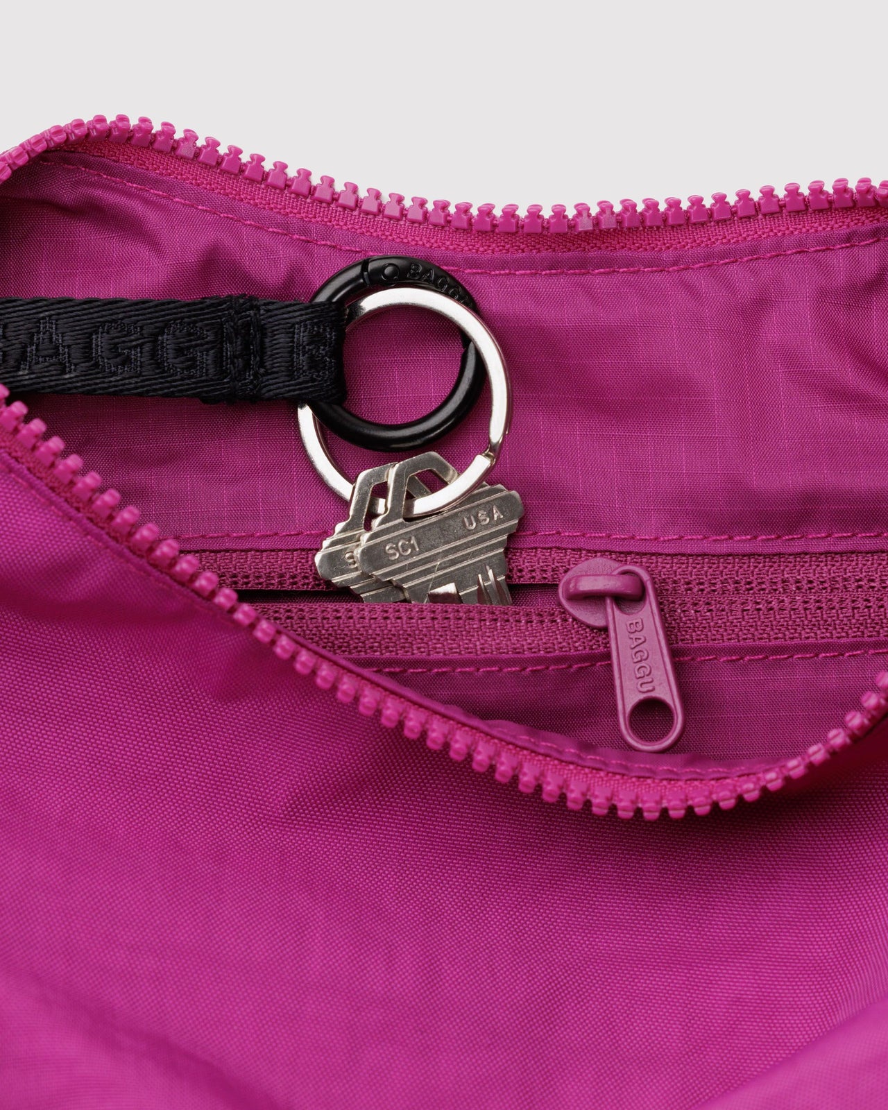 Small Nylon Crescent Bag - Deep Fuchsia