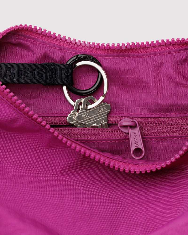 BAGGU  Small Nylon Crescent Bag - Deep Fuchsia
