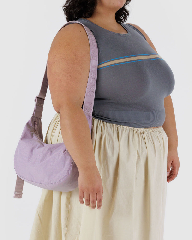 BAGGU.com Crossbody Bags Medium Nylon Crescent Bag - Dusty Pink