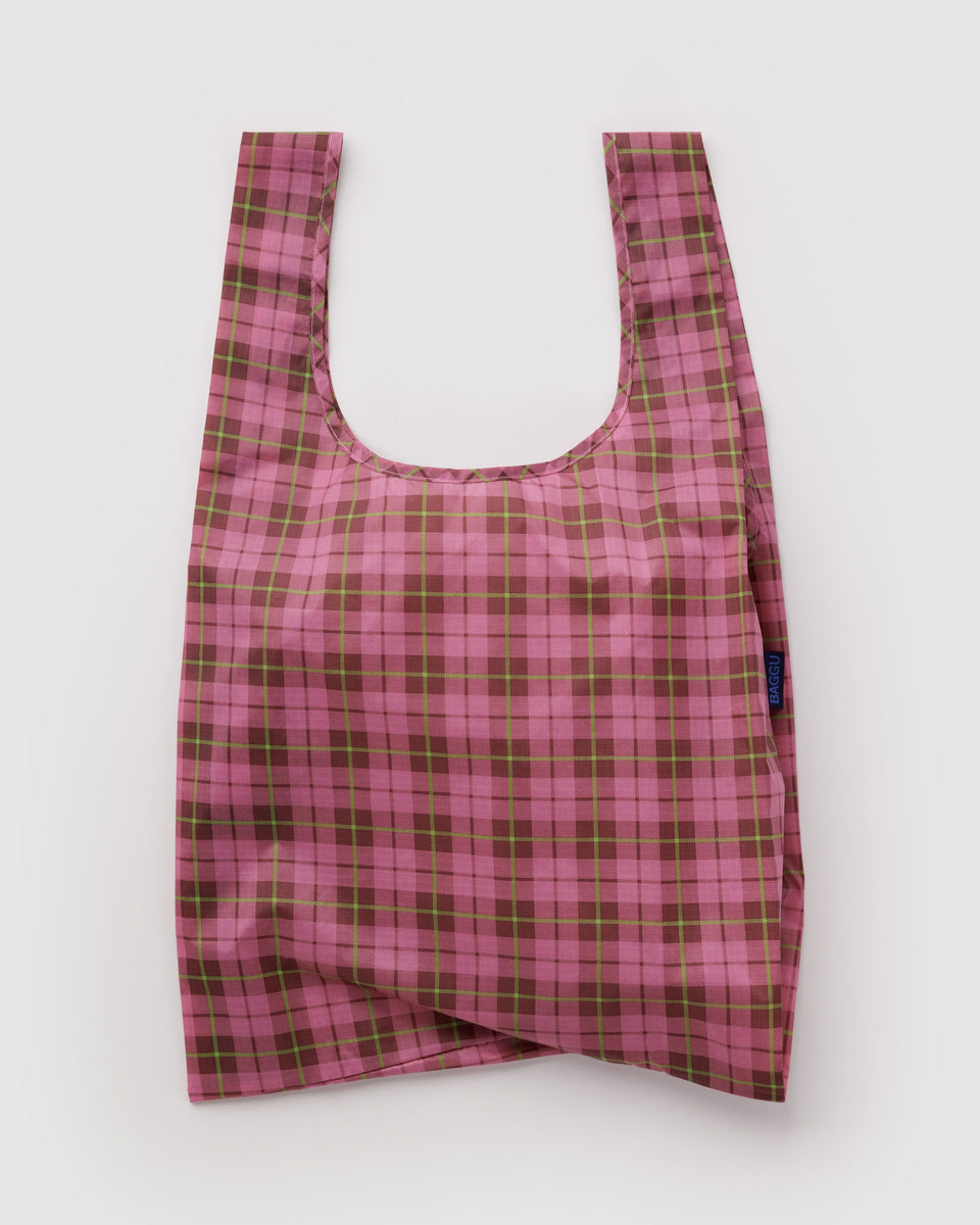 BAGGU New Arrivals Standard Baggu - Azalea Pink Tartan