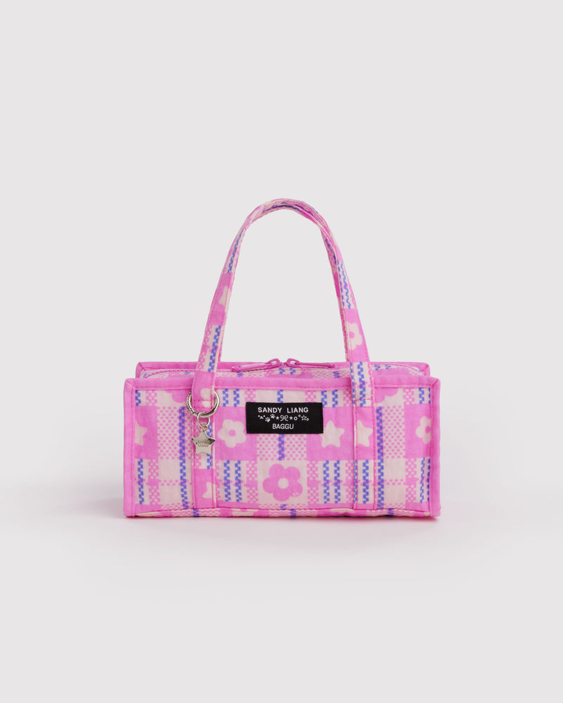 BAGGU  Mini Nylon Market Bag - Market Plaid Pink