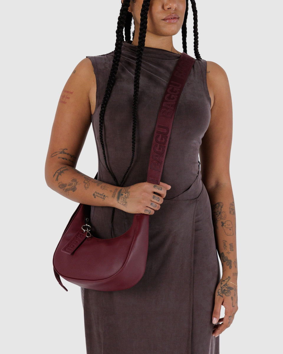 BAGGU Products Small Recycled Leather Crescent Bag - Mahogany