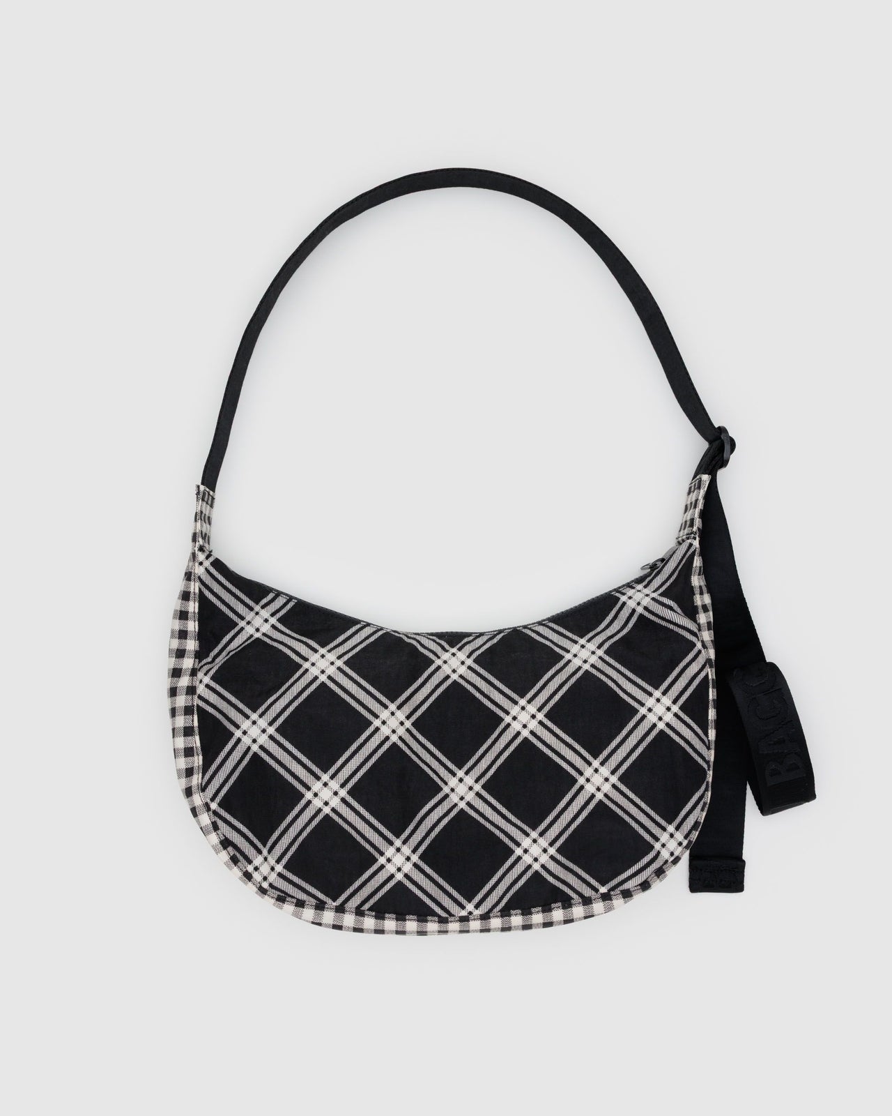 Medium Nylon Crescent Bag - Mixed Plaid