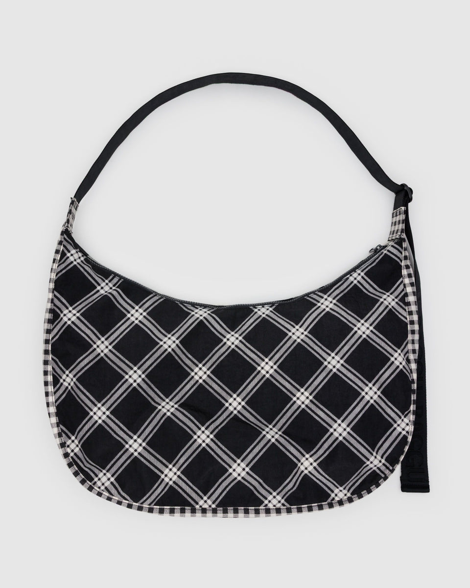 BAGGU.com Crossbody Bags Large Nylon Crescent Bag - Mixed Plaid
