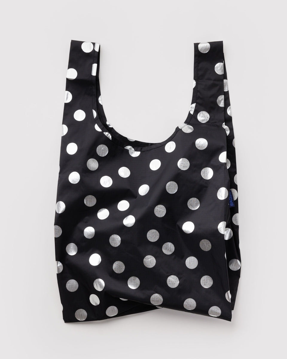 BAGGU Standard Standard Baggu - Silver Metallic Polka Dot