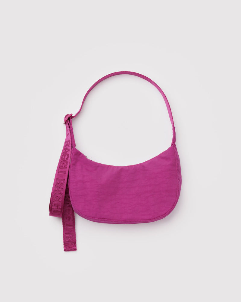BAGGU  Small Nylon Crescent Bag - Deep Fuchsia