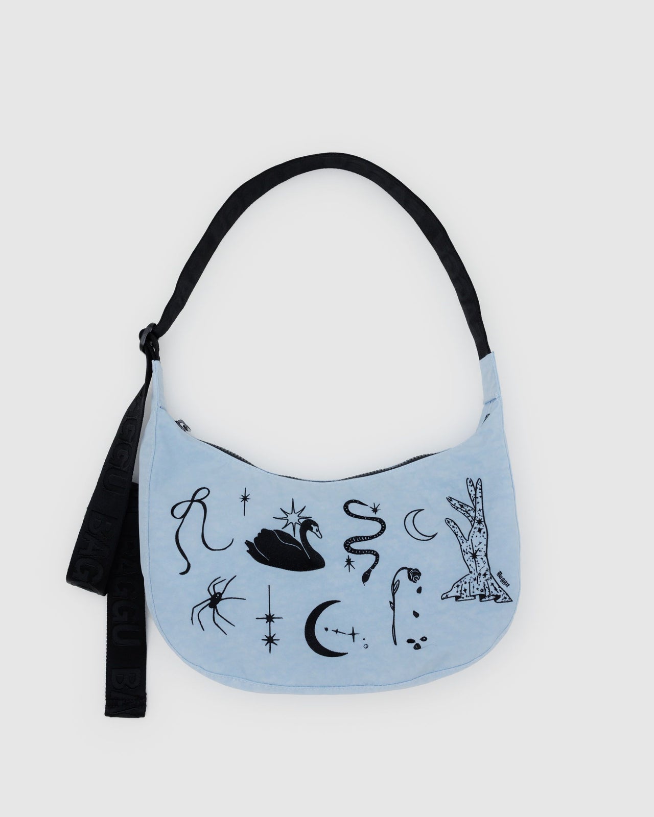 Medium Nylon Crescent Bag - Embroidered Ballet Icons