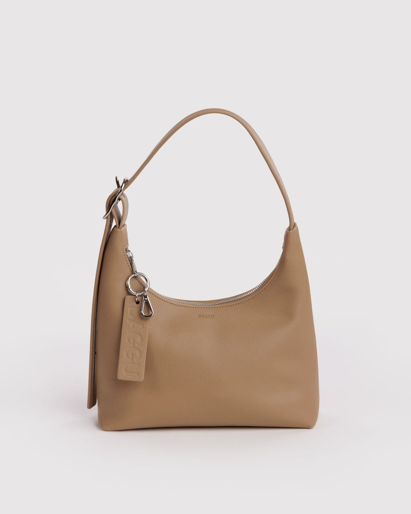 BAGGU  Mini Recycled Leather Shoulder Bag - Dune