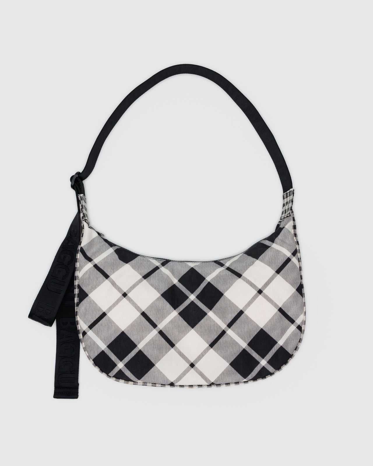 Medium Nylon Crescent Bag - Mixed Plaid
