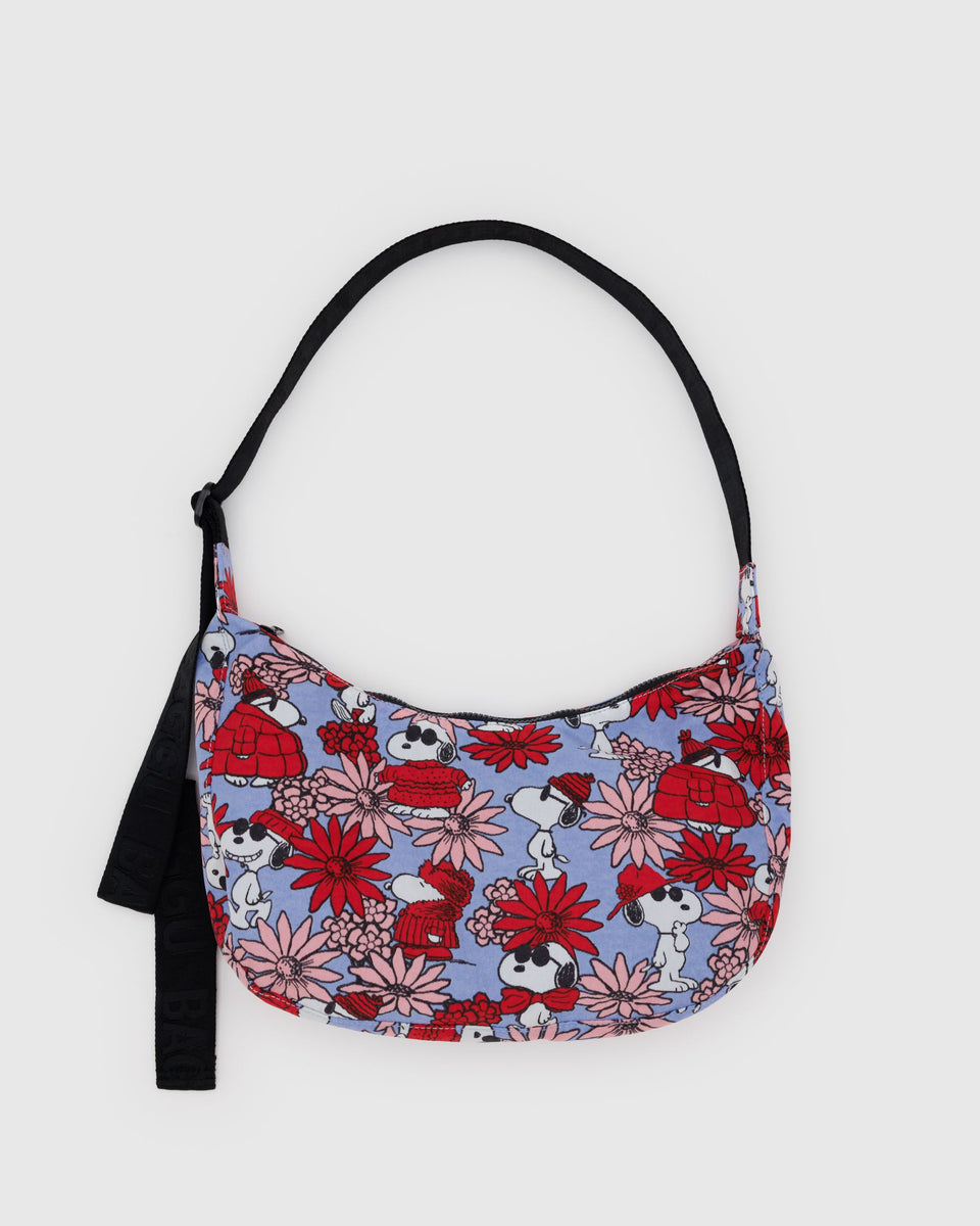 BAGGU PRODUCTS Medium Nylon Crescent Bag - Floral Snoopy