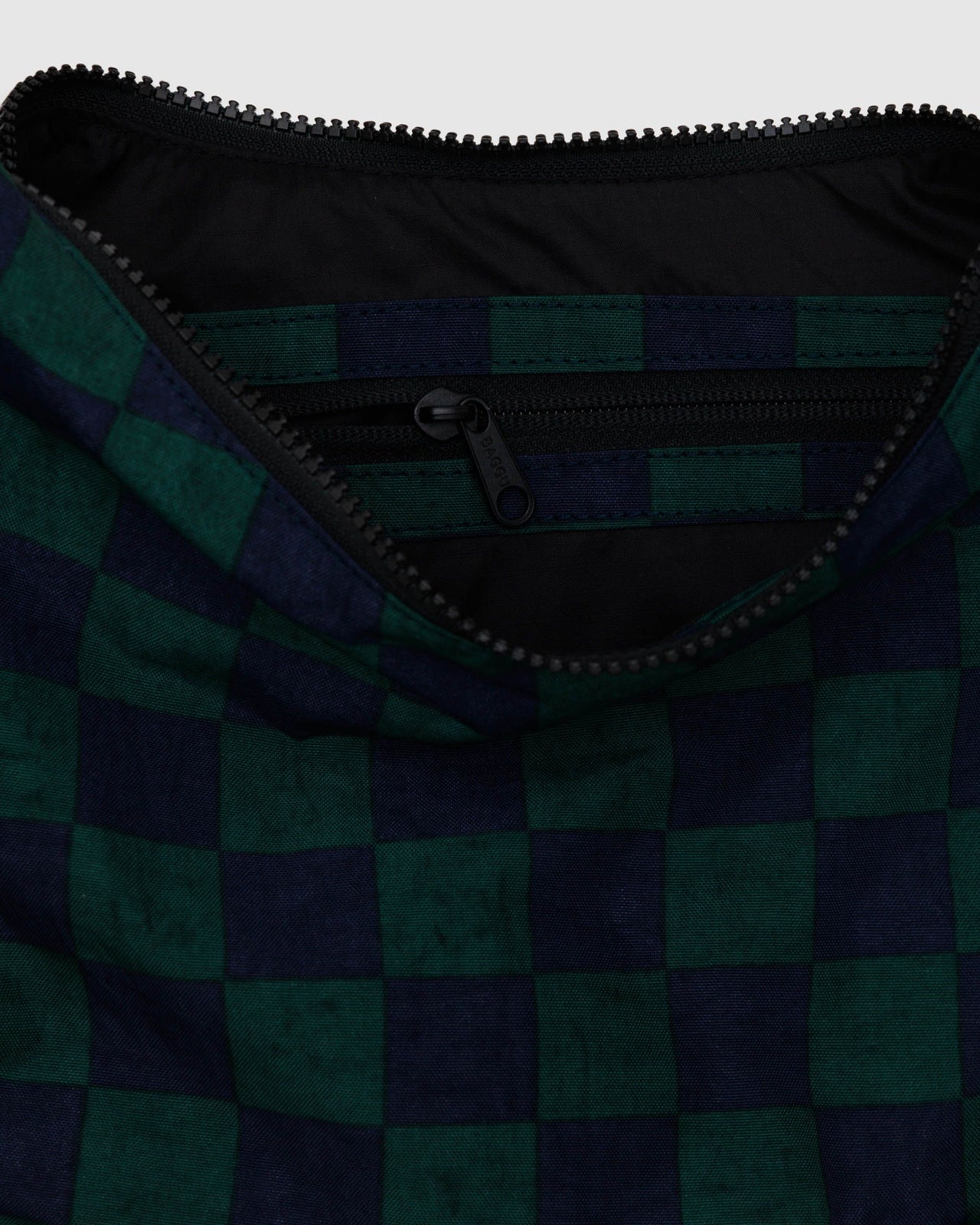 Medium Nylon Crescent Bag - Navy Green Check