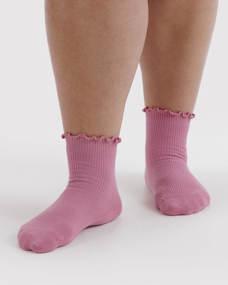 BAGGU  Lettuce Edge Sock Set of 2 - Wild Plum & Cherry
