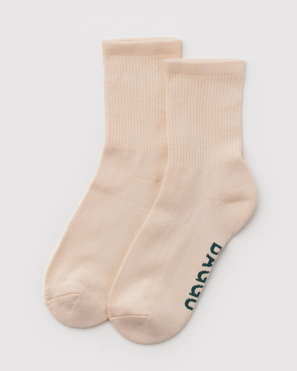 BAGGU Shop All Ribbed Sock - Ecru