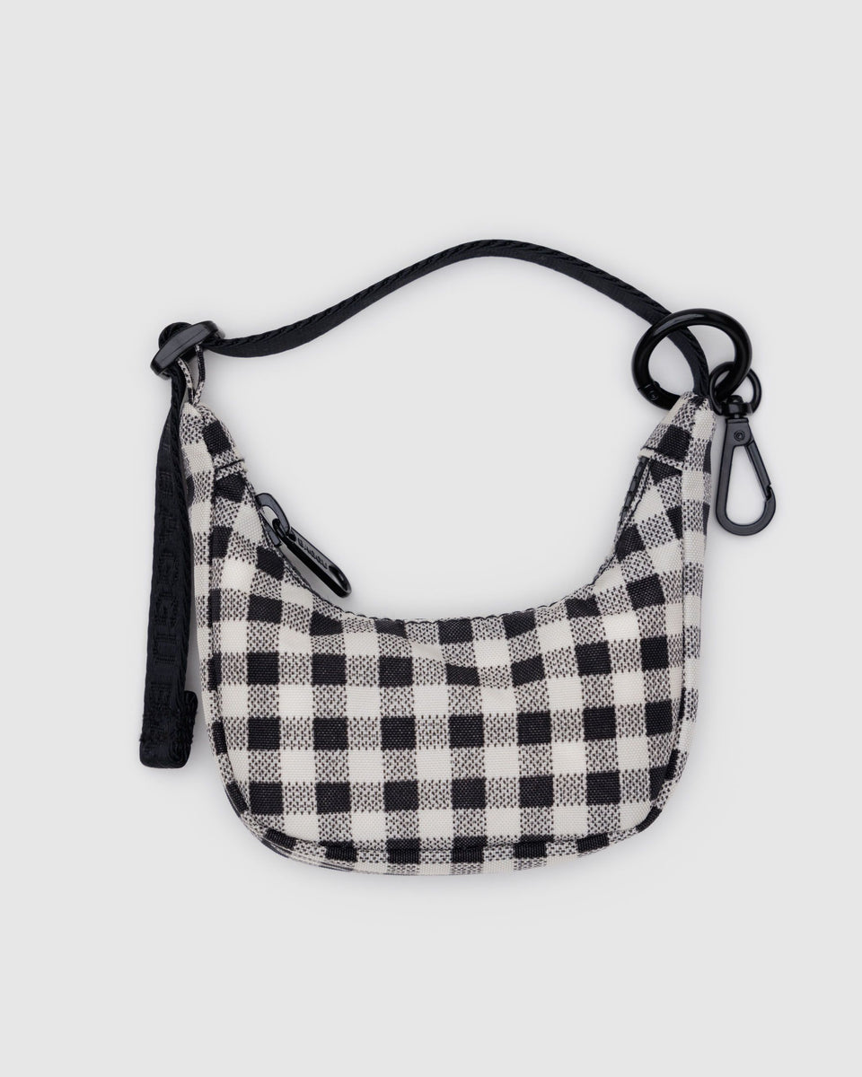 BAGGU ALL PRODUCTS Crescent Bag Charm - Black & White Gingham