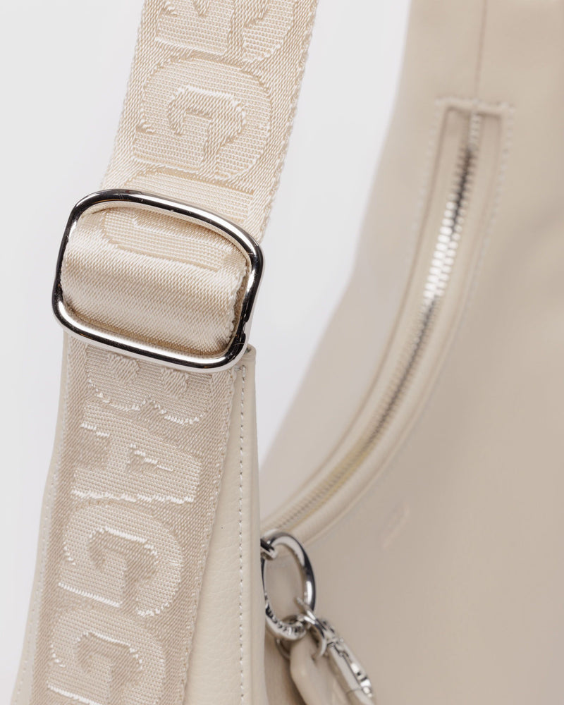 BAGGU  Small Recycled Leather Crescent Bag - Stone
