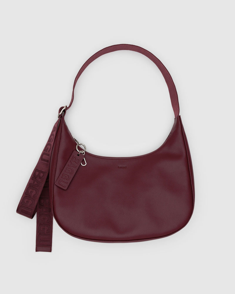 BAGGU  Medium Recycled Leather Crescent Bag - Mahogany
